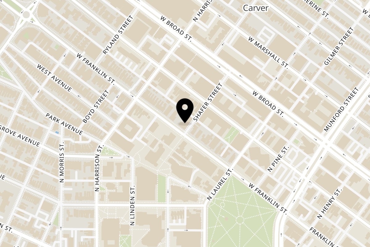 Map showing the location of JAMRA Specialty Coffee RVA on 900 W Franklin St in Richmond